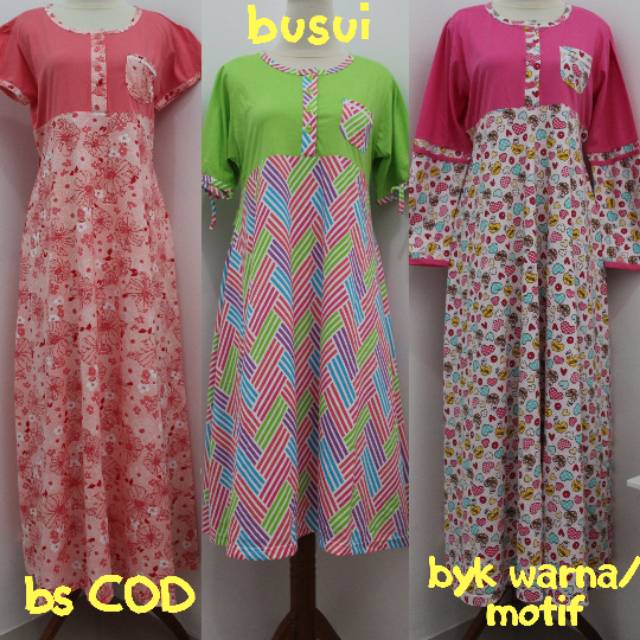 Daster premium pendek/panjang lengan Amro klok kaos super kancing busui/bumil Semarang tebal adem