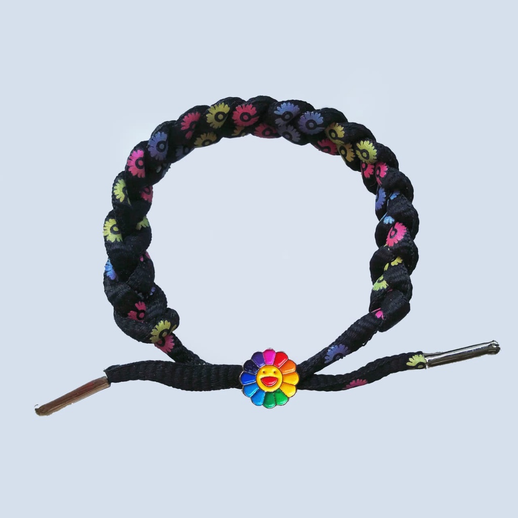 SHOELACES BRACELET KAIN UNISEX - SMILEY SUNFLOWER BLACK VOID