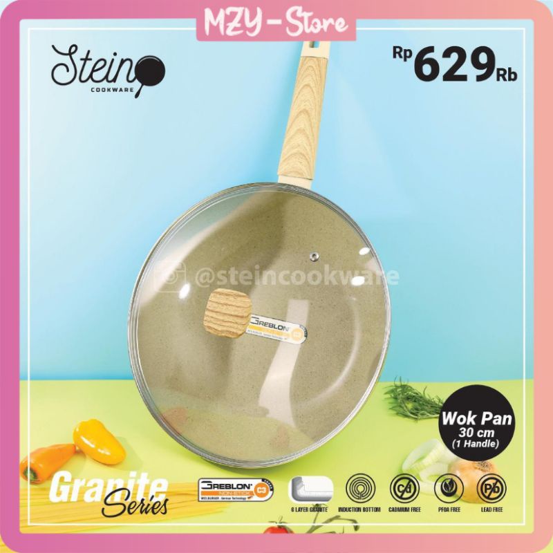 Stein Steincookware Wok Pan 30 cm 1 Gagang Onyx Granite Series Wokpan Stein