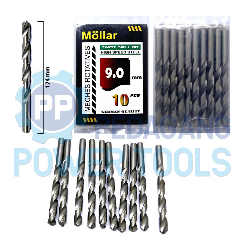 MOLLAR 1 SET 10 PCS MATA BOR BESI 9 MM MATABOR KAYU HSS DRILL BITS