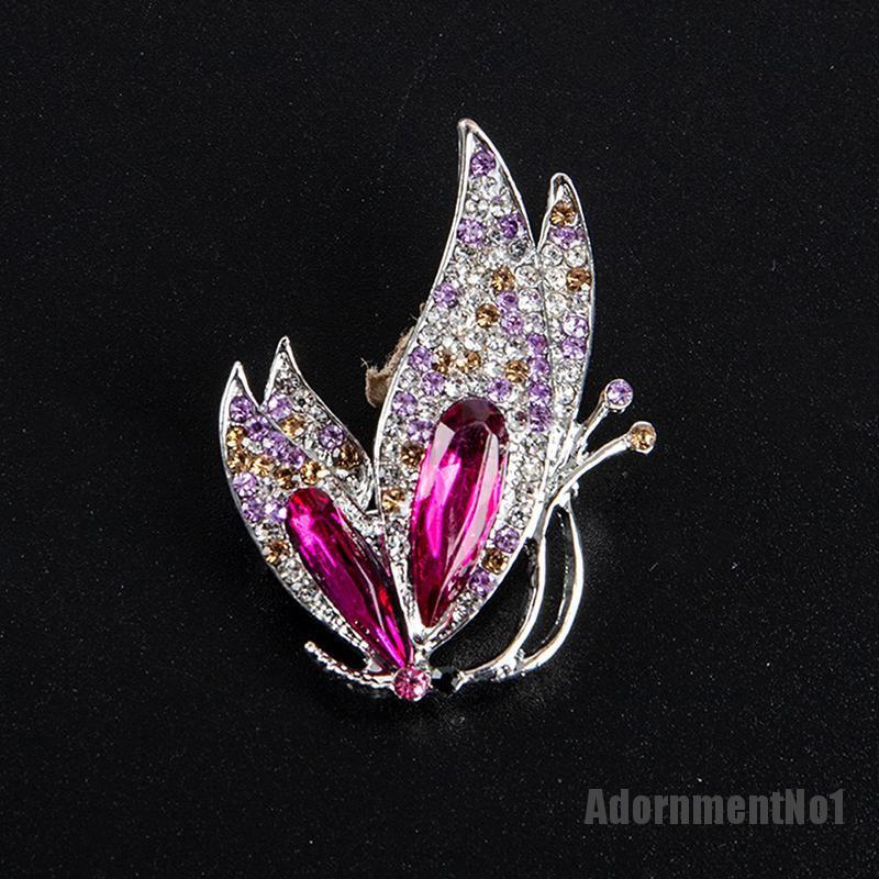 (Adornmentno1) Bros Pin Gaya Korea Motif Bunga Aksen Kristal Bahan Alloy Untuk Aksesoris Wanita