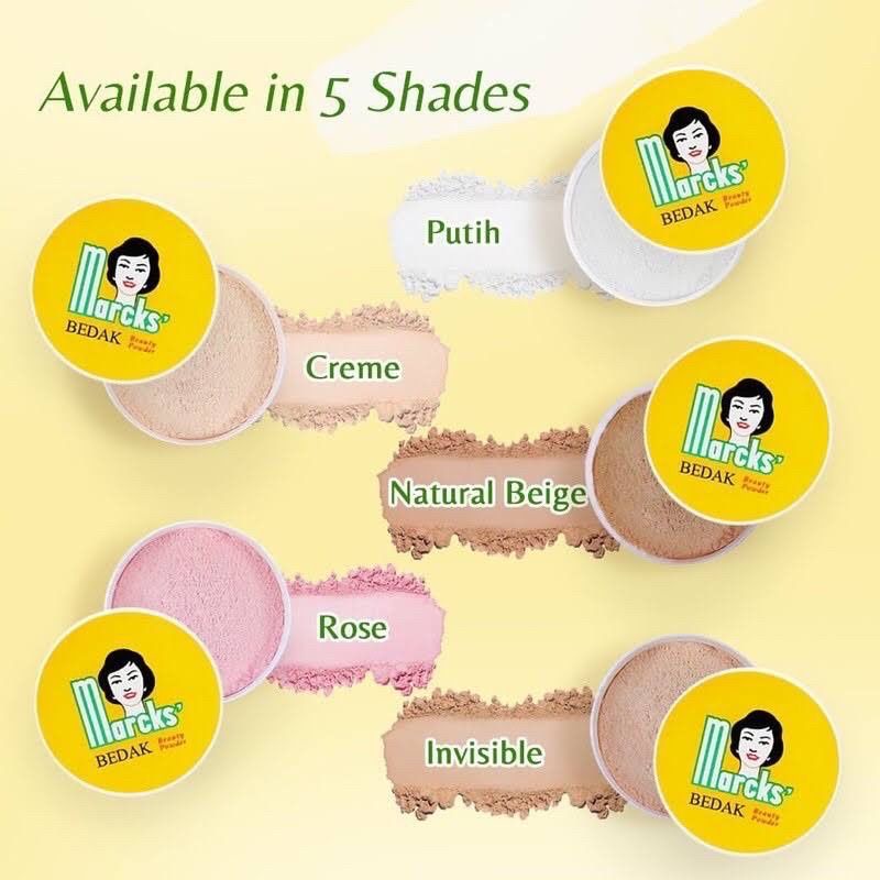 [40gr] Marcks Bedak Tabur | Beauty Powder | Face Powder Putih | Creme | Natural Beige | Rose | Invisible