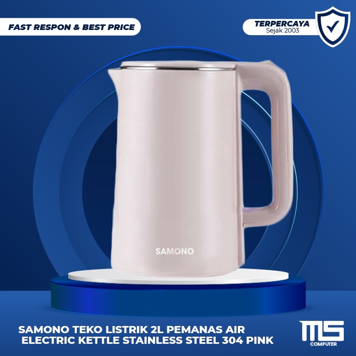 Samono Teko Listrik 2L Pemanas Air Electric Kettle Stainless Steel 304 Pink