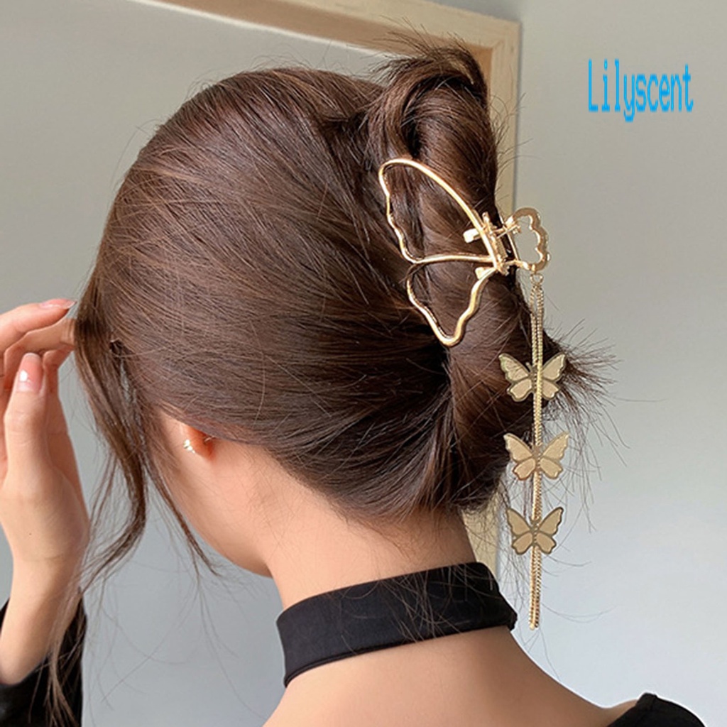 Lily Jepit Rambut Bentuk Kupu-Kupu Aksen Hollow + Mutiara Imitasi Untuk Aksesoris Wanita