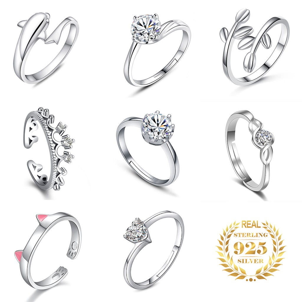 Cincin Sterling Silver 925 Hias Berlian 15 Gaya Untuk Wanita