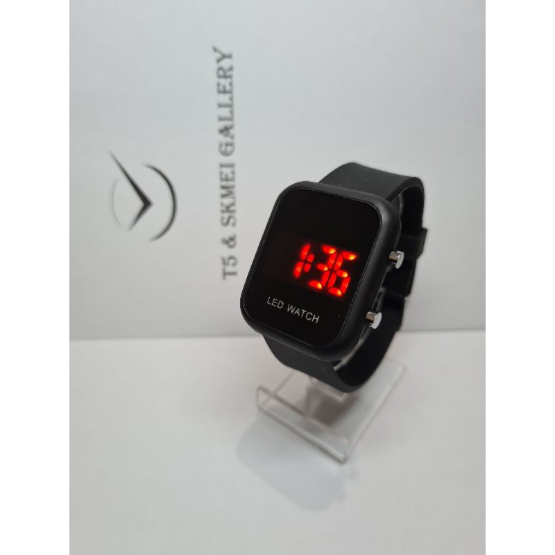 Jam Led watch 1271 original free gift box-Full hitam