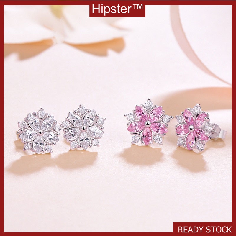 INS Style Romantic Elegant Exquisite Pink Diamond Cherry Blossom