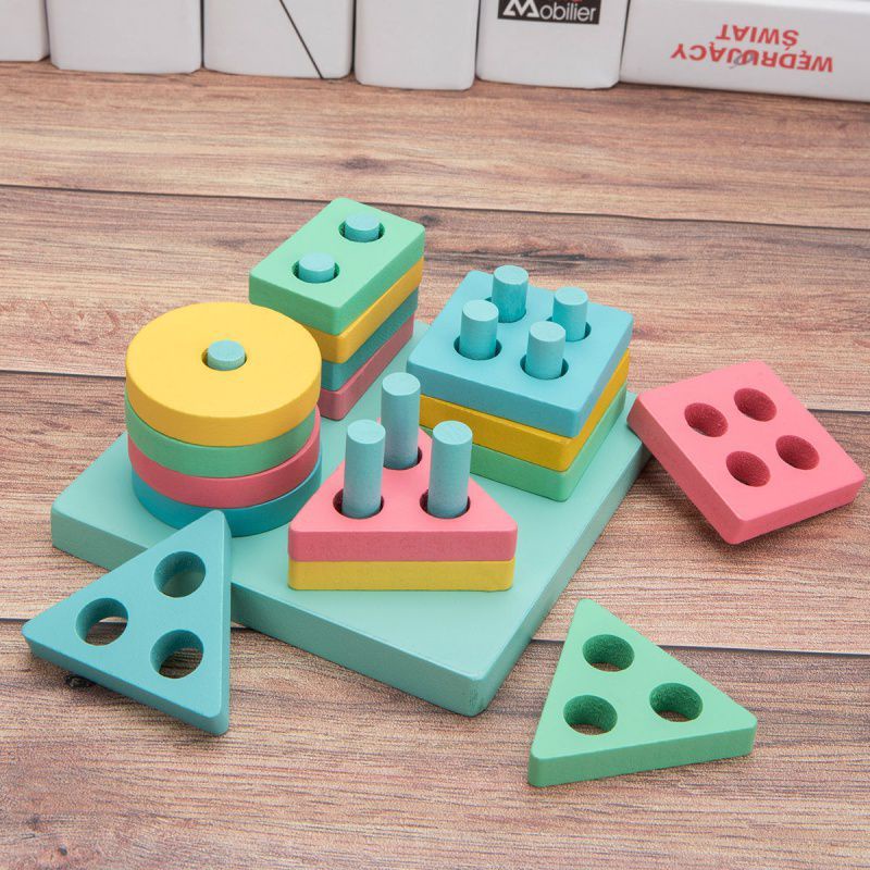 Geometric Kotak Board Belajar Papan Bentuk &amp; Warna 16pcs Mainan Edukasi