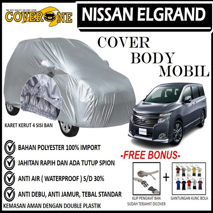 Selimut Sarung Body Cover Mobil Elgrand / Mantel Penutup Mobil Elgrand / Cover Mobil Outdoor Indoor / Selimut Mobil / Sarung Mobil / Cover Mobil Waterproof Anti Air Free Pengikat Ban