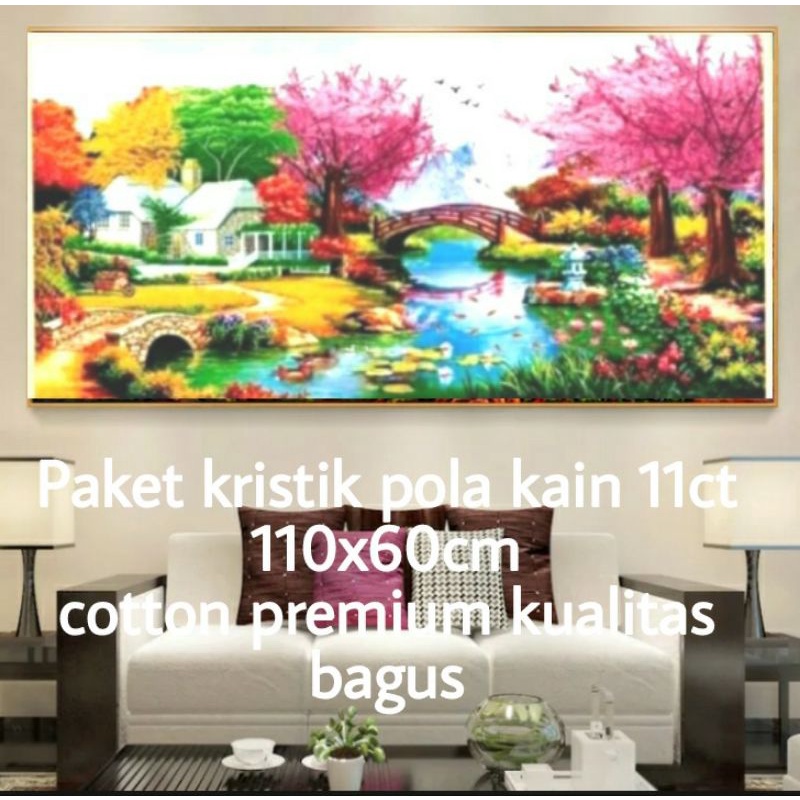 paket kristik pemandangan 11ct paket cross stitch kualitas bagus premium