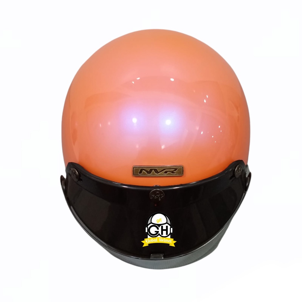 Helm Retro List Chrome Pastel Orange Helm Bogo Half Face SNI Free Kaca Flat