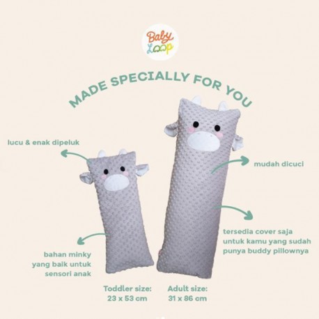 BABY LOOP Buddy Pillow Bolster Bantal Guling Bayi Toddler Adult Anak OEKO TEX BAntal Bayi Guling Anak Babyloop Babymaniashop Minky Halus Lembut