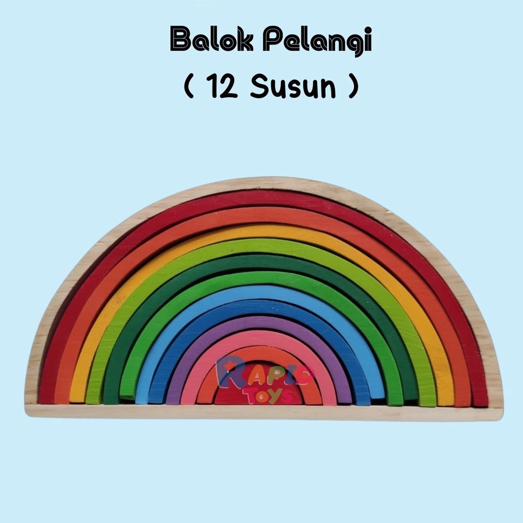 Mainan Edukasi Kayu Balok pelangi/ Menara Pelangi/ Balok Awan/ Balok Matahari/ Balok Bintang/ Balok Bulan/ Balok Iqro Terlengkap