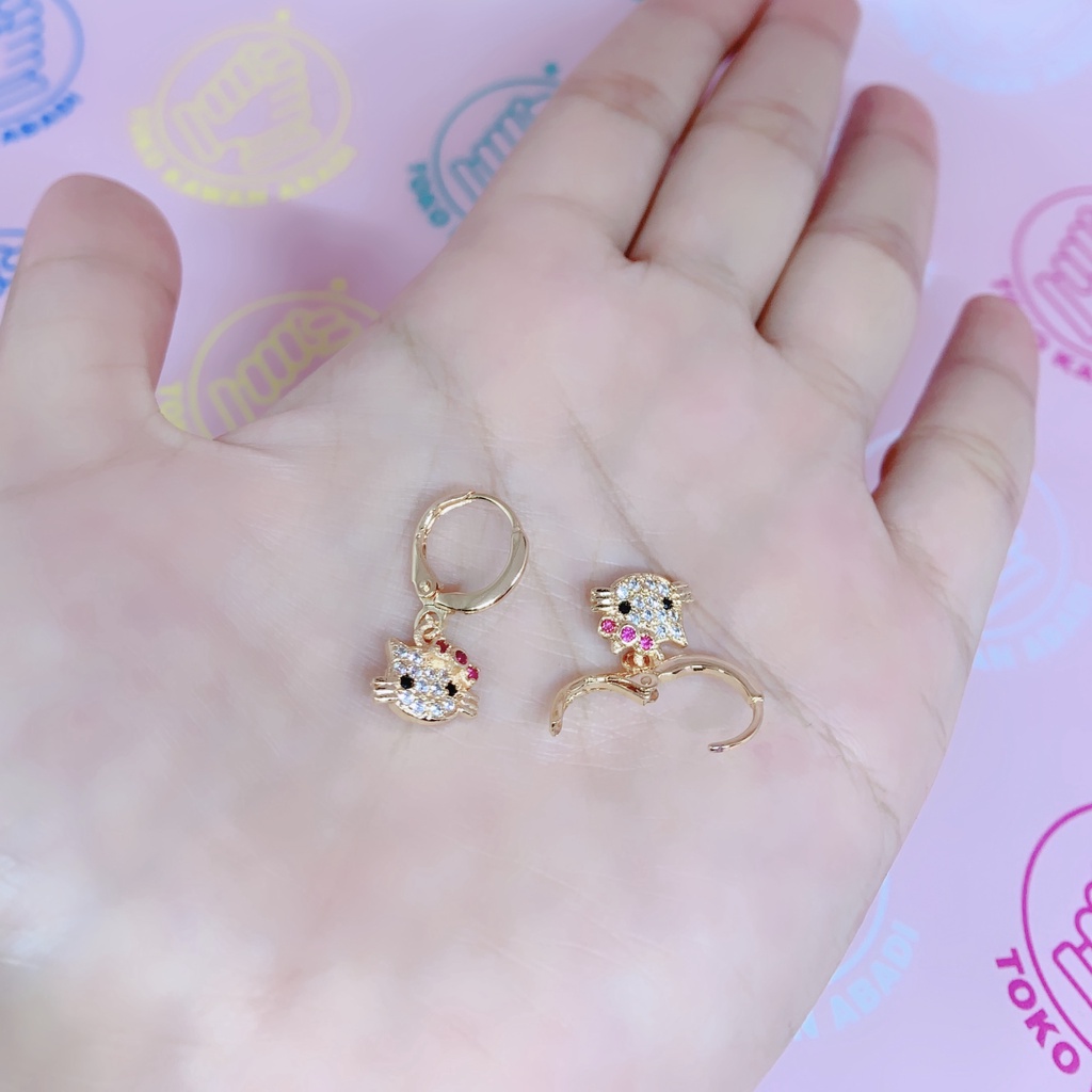 Xuping Anting Anak Perempuan Anti Karat Model Clip Permata Meow 10