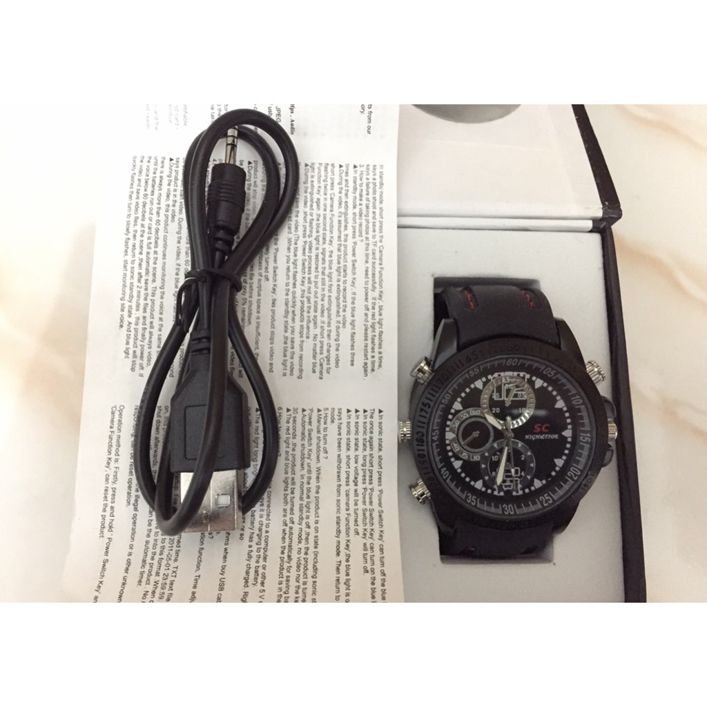 Spy Camera Jam Tangan Watch Kamera Pengintai Video Spycam HD Hitam 8GB Black Karet