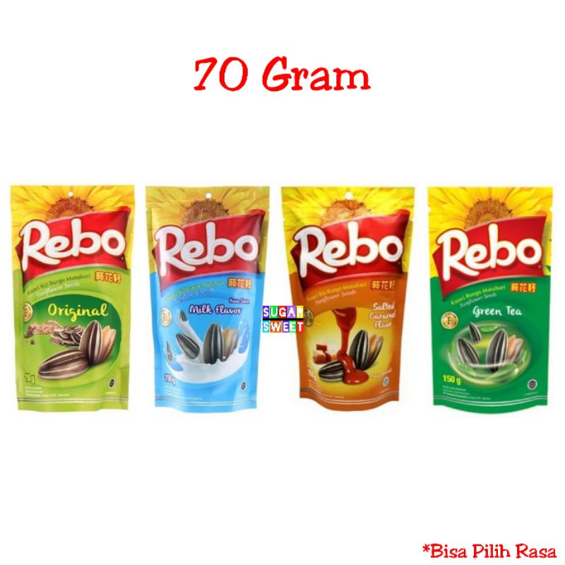 

Kuaci Rebo 70 Gram Rasa Original / Milk Flavor / Green Tea / Karamel