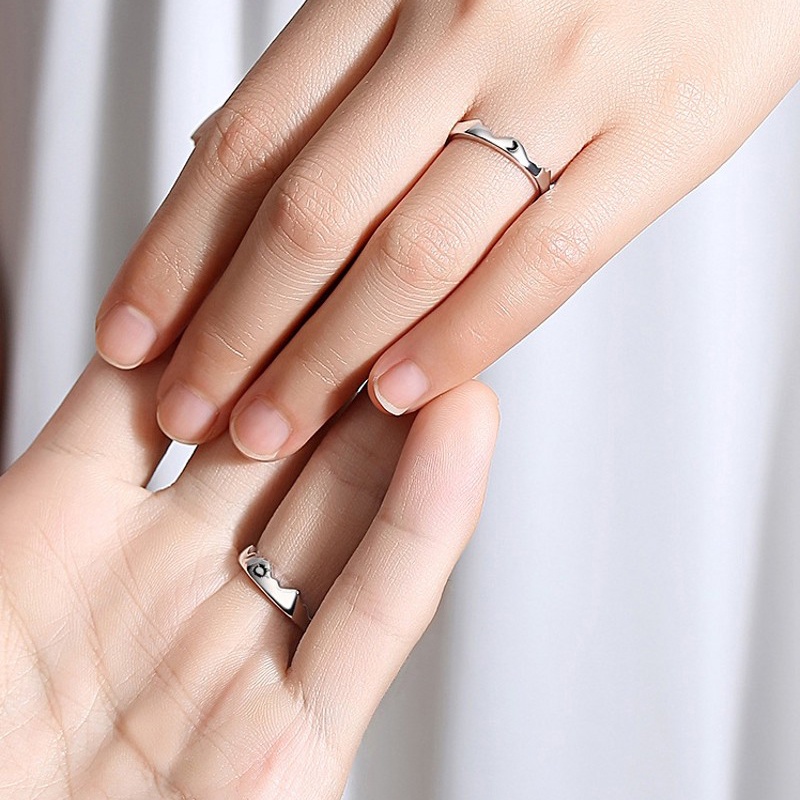 [Fashion Vintage Simple Sun Moon Adjustable Open Couple Rings] [ Elegant Ladies Smooth Fine Thin Finger Ring] [Cincin Geometris] [Lovely Jewelry Gifts For Girl Friends]