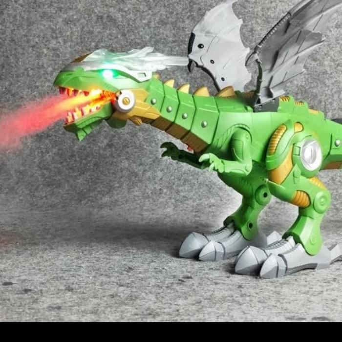 Mainan Robot Dino Dinosaurus Naga Bisa Keluar Asap Nyala Lampu
