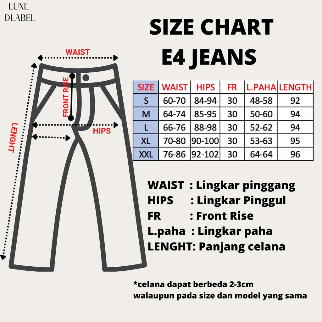 [LUXE.DLABEL]-E4 jeans | Celana panjang Highwaist wanita Jeans import premium Jeans wanita polos ripped jeans High waist jeans wanita bkk Skinny Jeans High waist Baggy jeans Wideleg Jeans Kulot jeans Boyfriend jeans