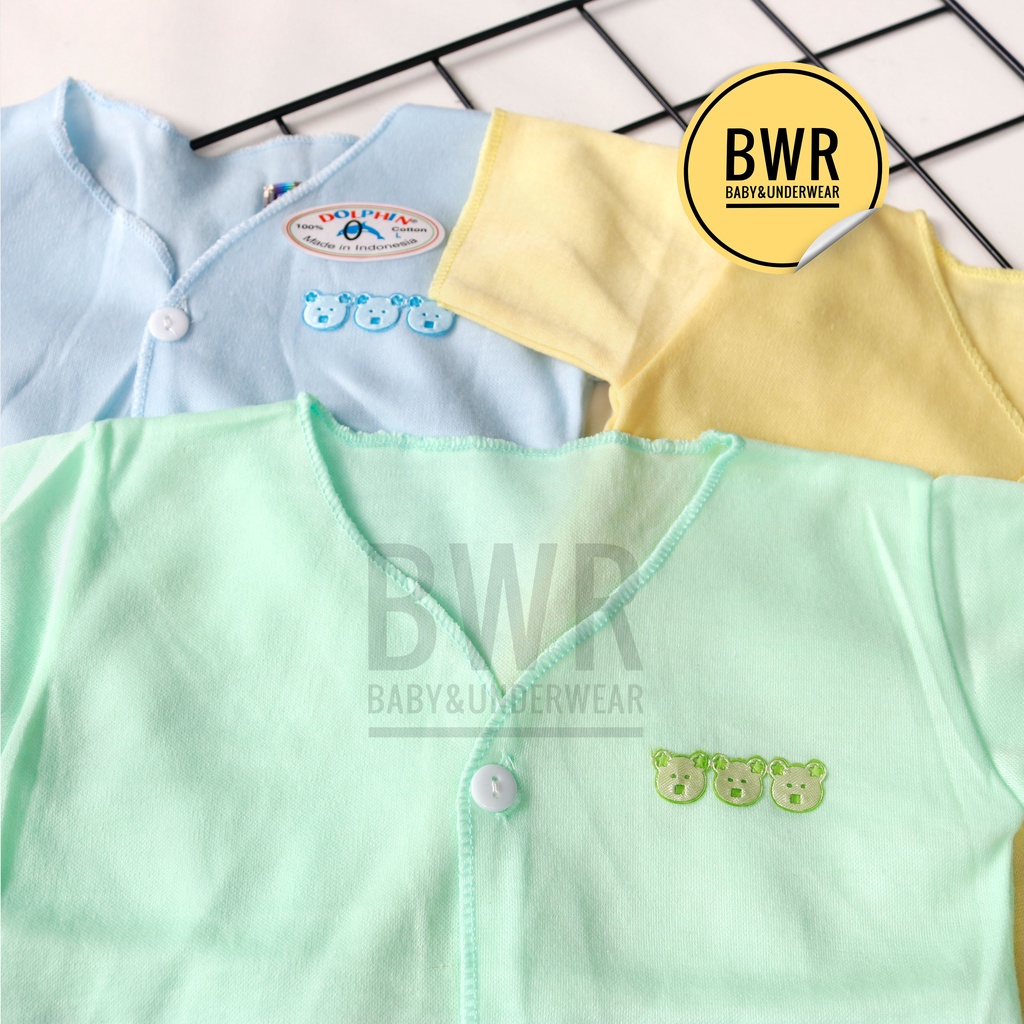 [ 3 pc ] Baju DOLPHIN PENDEK Baju Bayi Newborn Lengan Pendek Warna Polos - Bwr IX