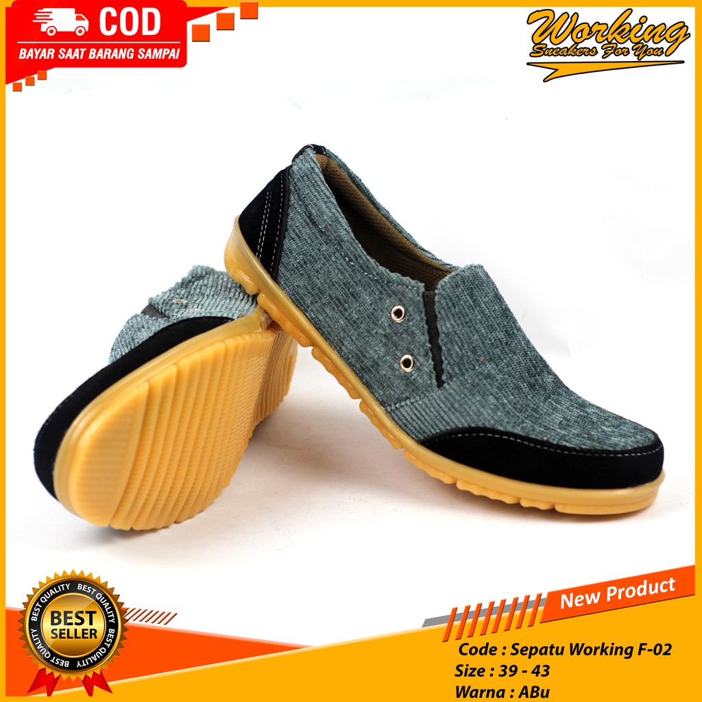 Sepatu ORIGINAL pria terbaru sepatu Working F-02 sepatu kerja Casual sepatu slop