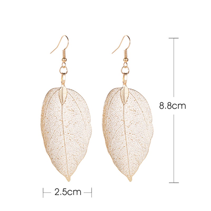 Natural Real Leaf Earrings New Fashion Gold And Silver Big Statement Earrings For Women Tree Earrings