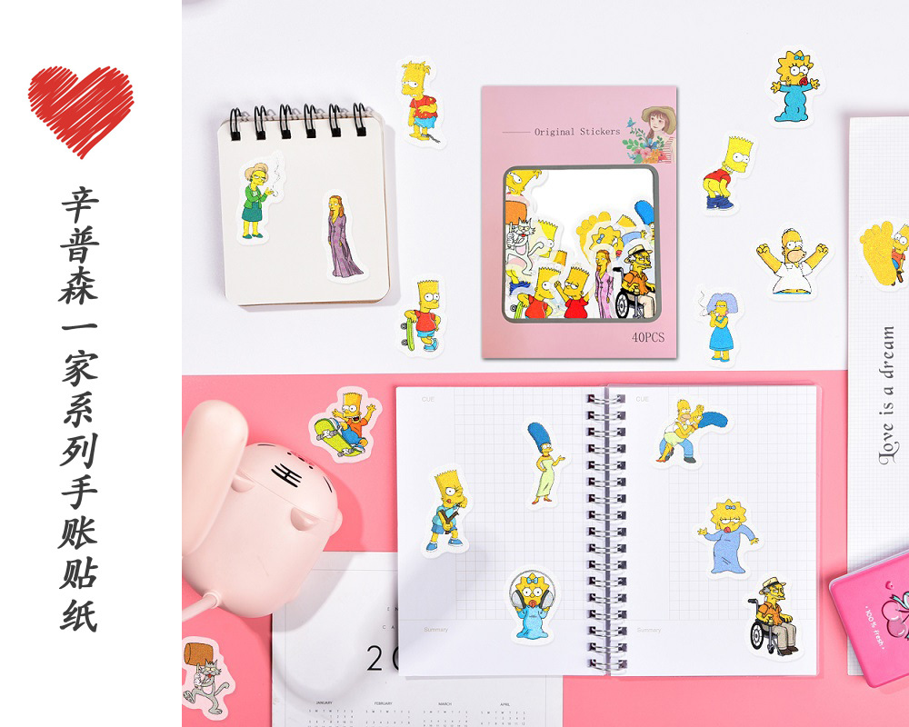 40 anime Simpsons cartoon and paper hand account sticker pack diy decoration diary book album hand account sticker