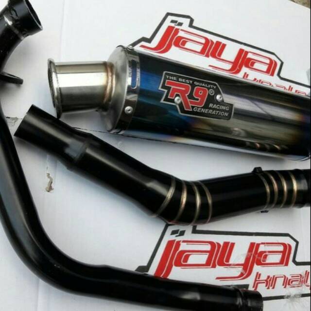 Knalpot R9 Mugello Blue Full Set Vixion, Xabre, Byson, R15, Scorpio