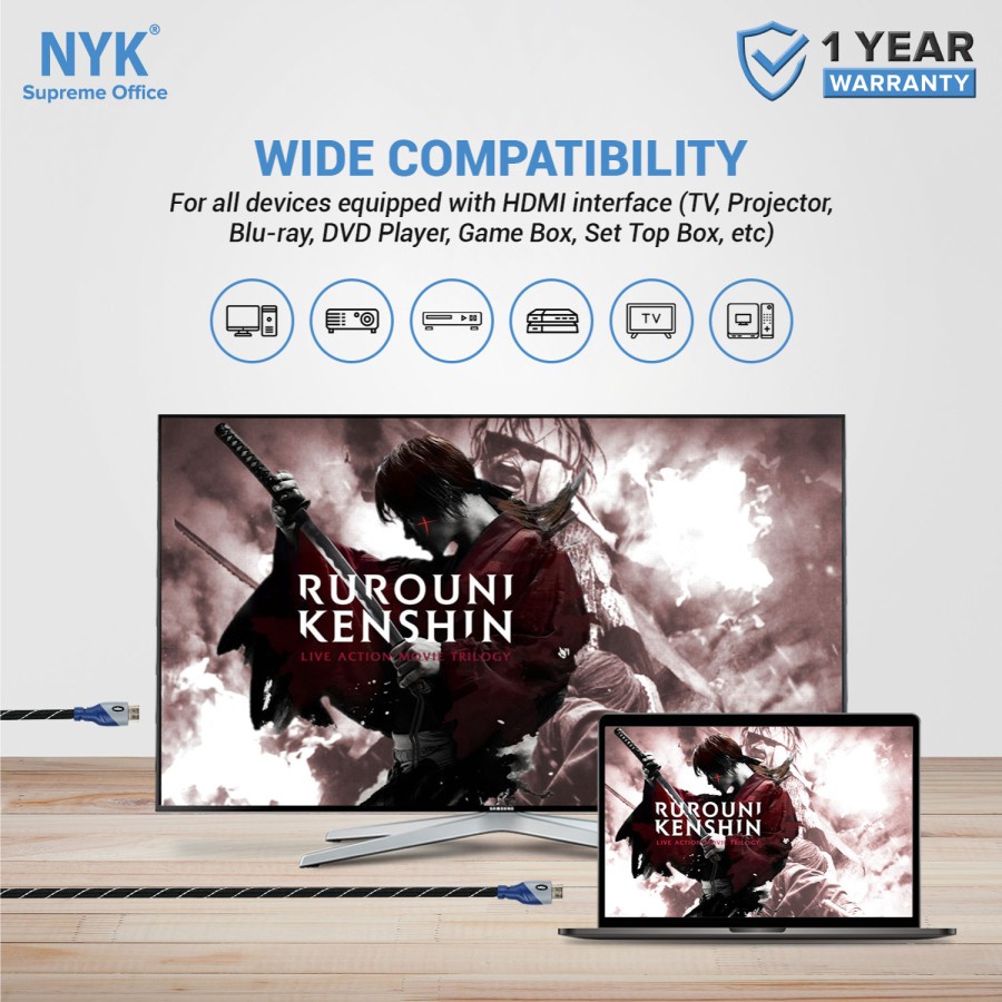 Kabel NYK Cable HDMI Premium Zinc Alloy 4K V2.0 Support 2160P 1.5M