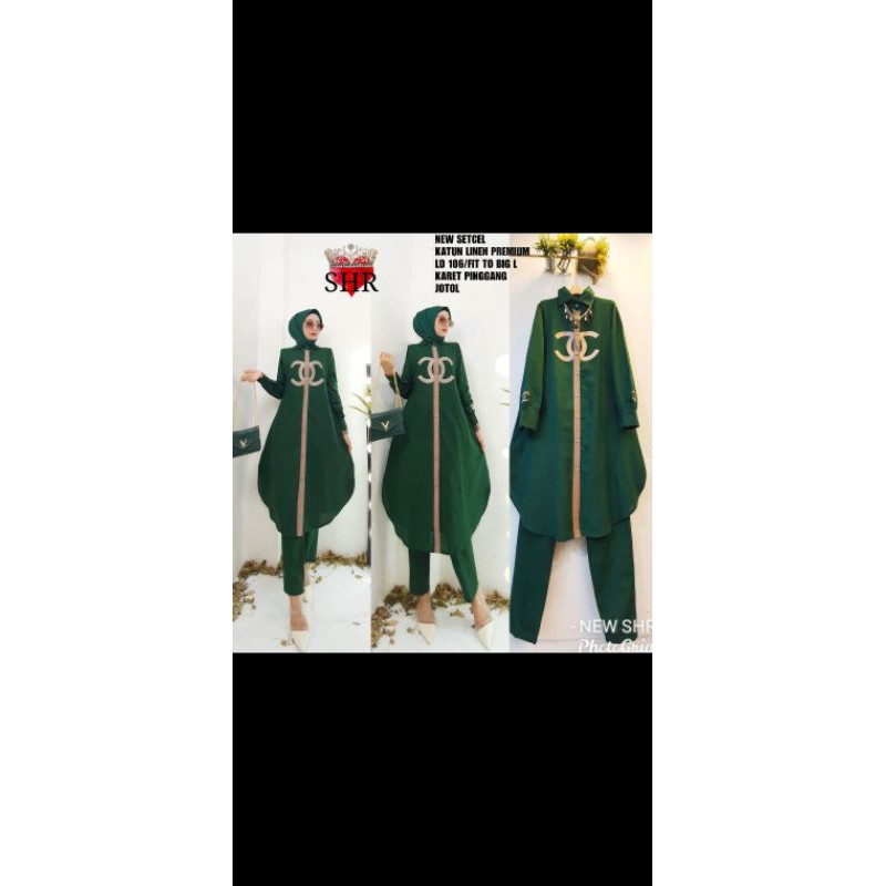 ONE SET  set celana ,TUNIK JEANS ORIGINAL SHR 100%