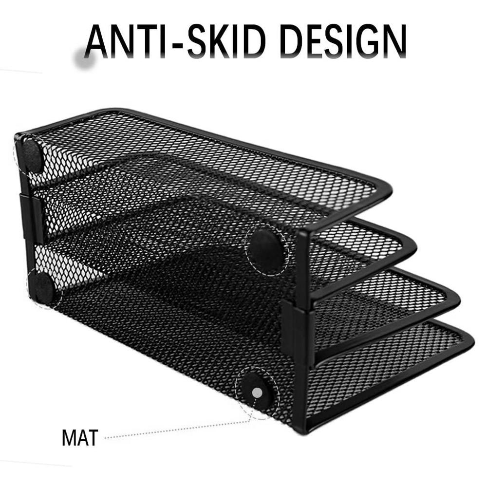 Lanfy Bookends Desktop Metal Mesh Desk Organizer Tempat Buku Desk Mail Organizer Kertas Organizer Tempat File