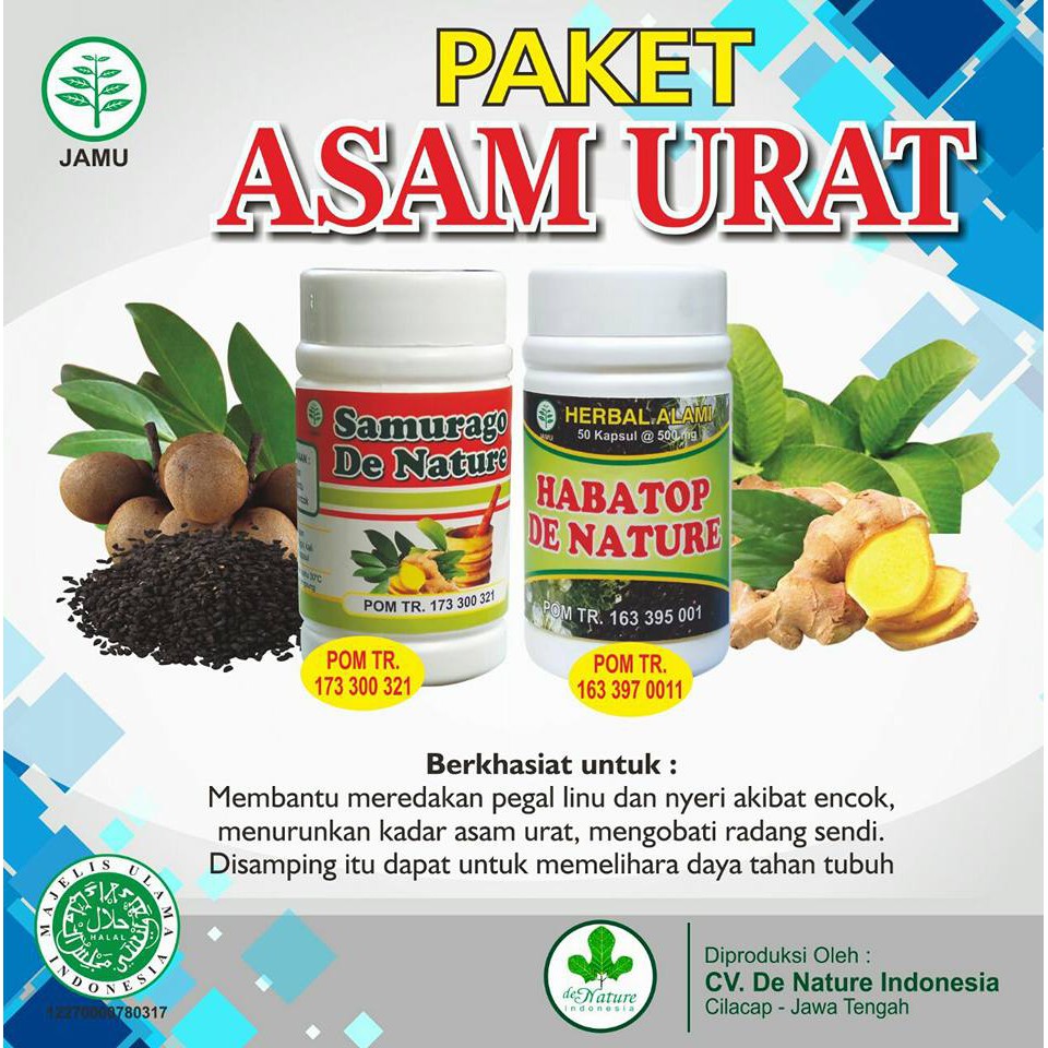 Obat Asam Urat Herbal De Nature Paket Samurago Dan Habatop Obat Asam Urat Herbal De Nature Paket Samurago Dan Habatop