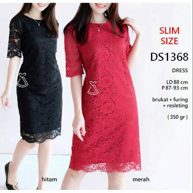 Dress brokat  polos ada JUMBO uk XXXL ld 120cm