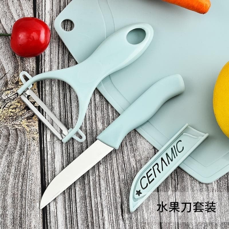 (BC) Pisau Set Keramik 3 in 1 Talenan Peeler Buah Perlengkapan MPASI-Bayi Online Shope