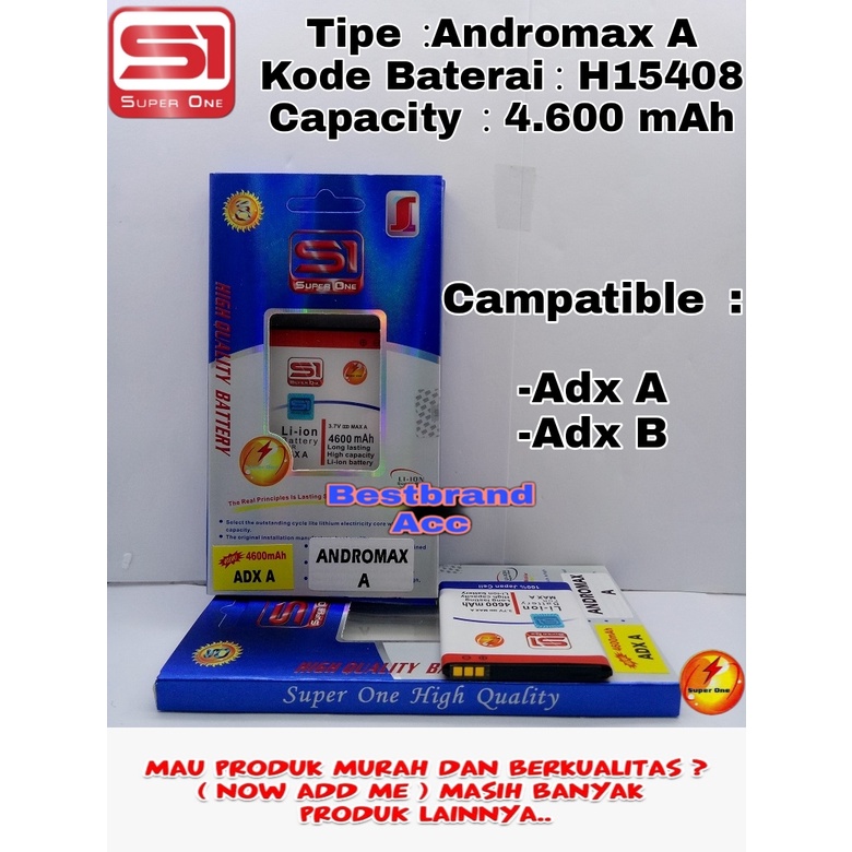 Baterai Battre Bateray Andromax A A16C3H / Andromax B A26C4H H15408 Original Double Power Superone