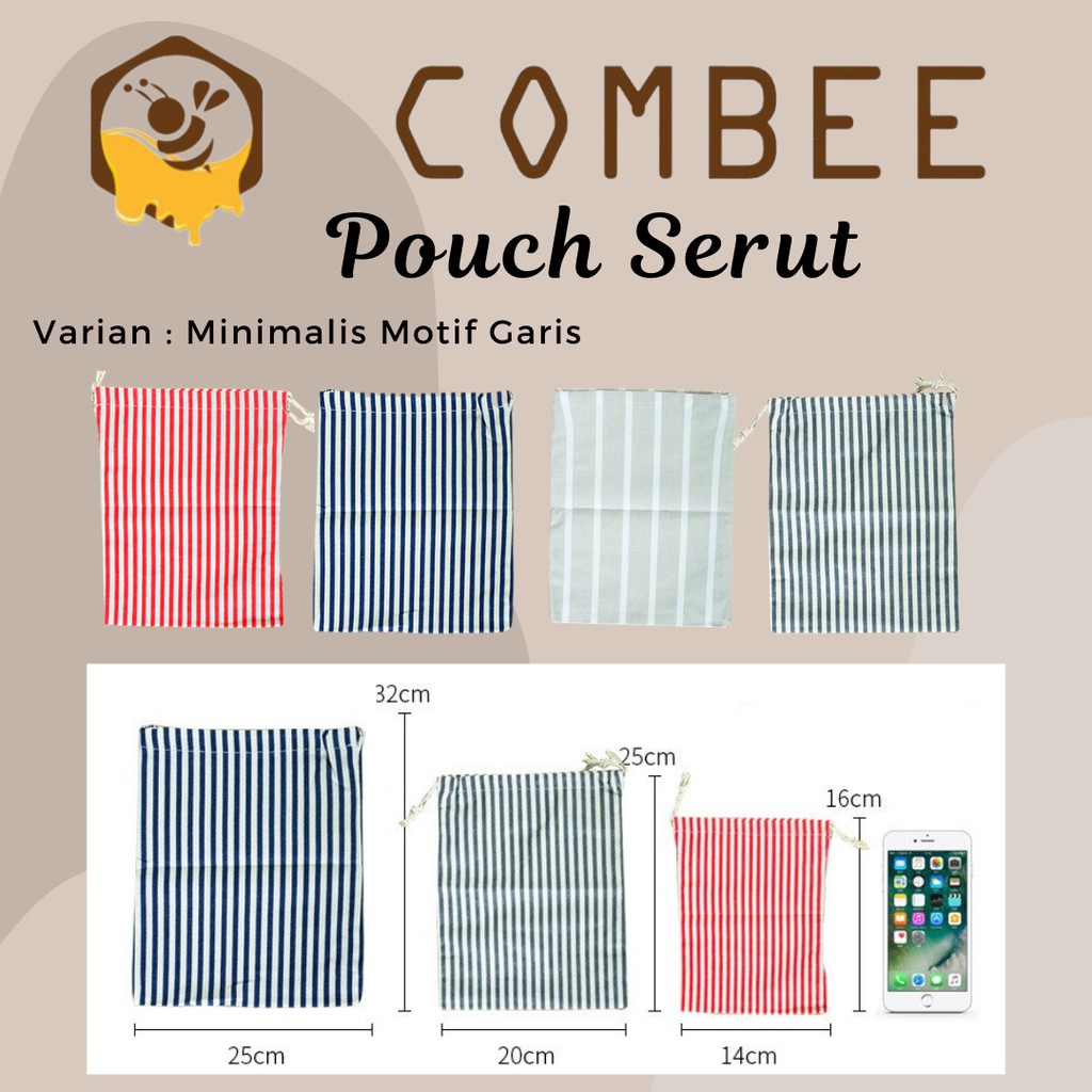 Pouch Serut / Serbaguna / Souvenir / Minimalis Motif Garis