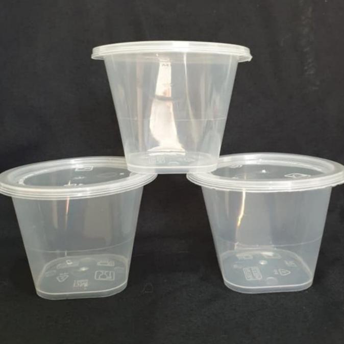 Cuci Gudang Thinwall Gelas Cup Bulatan Atas ,Kotak Bawah Nya Uk 150 Ml Cup Puding Bergaransi