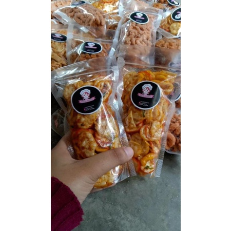 

Snack_pedas 80 gram basreng pedas jeruk, makroni, kerupuk seblak, otak-otak crispy pedas