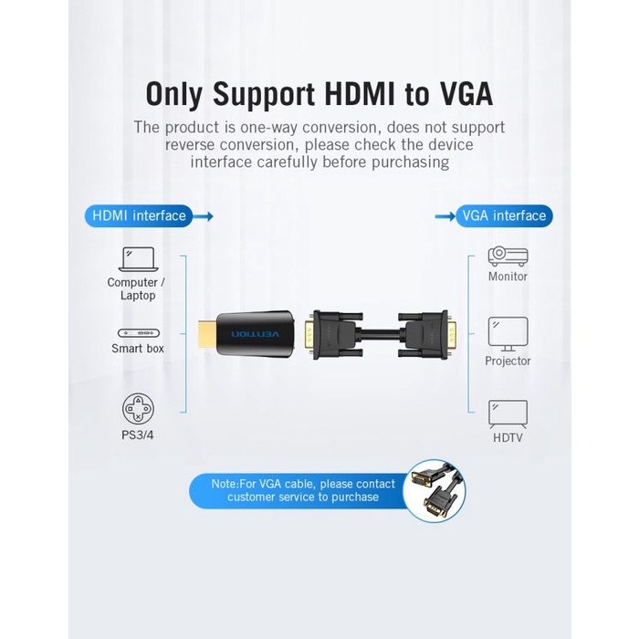 Hdmi to vga vention converter konektor with 3,5mm audio