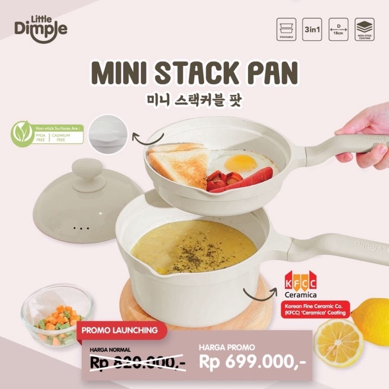 Little Dimple Mini Stack Pan Panci MPASI Bayi Anti Lengket Alat Masak