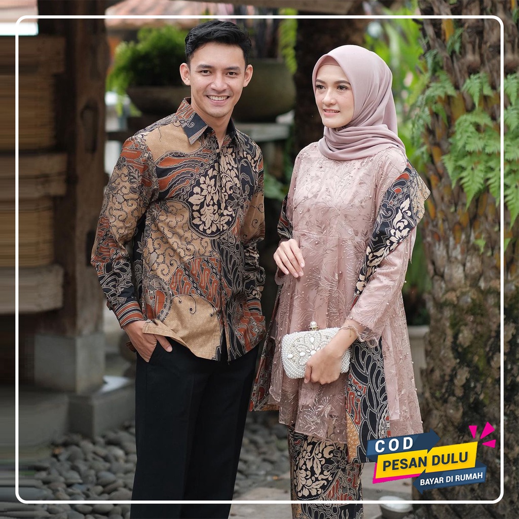 SET COUPLE MEGA ( brownie ) COUPLE KEBAYA / KEBAYA KONDANGAN / KEBAYA MODERN / BATIK COUPLE / BATIK SOLO / BATIK COUPLE MURAH