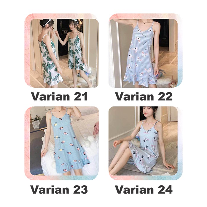 ❀ Chingu ❀ PW062 [2] COD Baju Tidur  Pakaian Daster tanpa Lengan Santai Wanita Motif Lucu