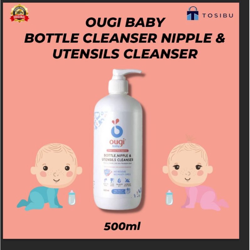 Ougi Baby Bottle, Nipple, Utensils Cleanser 500ml Bottle Pump