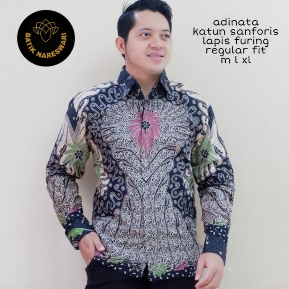 Kemeja Batik Eksklusif Pria Terbaru Batik Lengan Panjang Lapis Furing ADINATA Baju Batik Furing