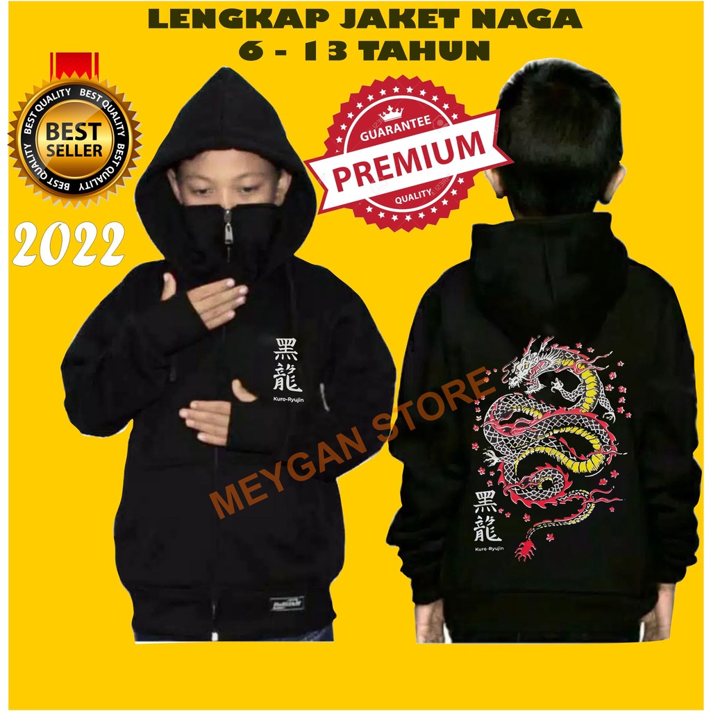 TERLENGAP Jaket NAGA Anak Laki Laki 6 -12 TAHUN Zipper Masker Naga Jepang