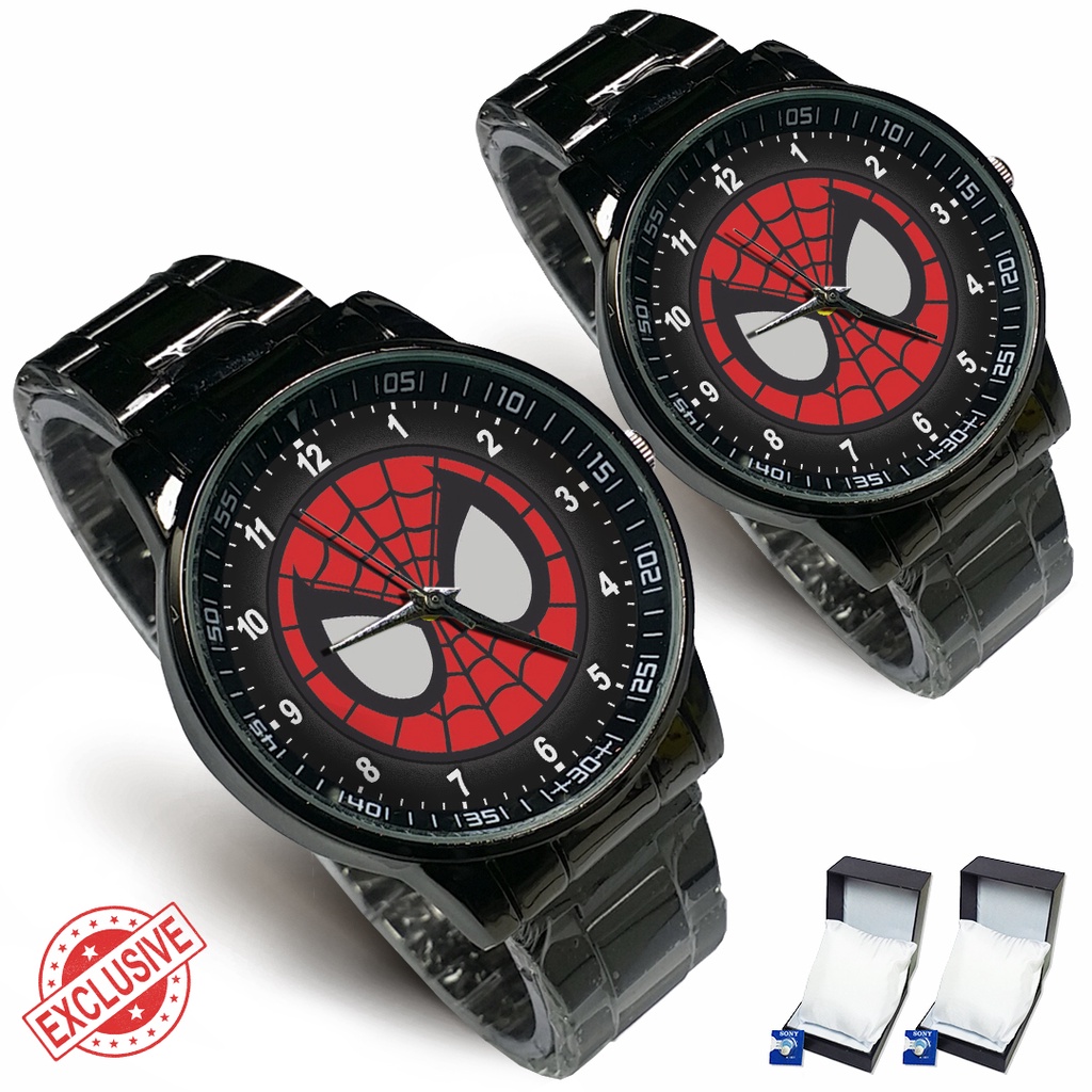 (Exclusive) Jam Tangan SPIDER-MAN Motif 4 Rante Couple / Satuan