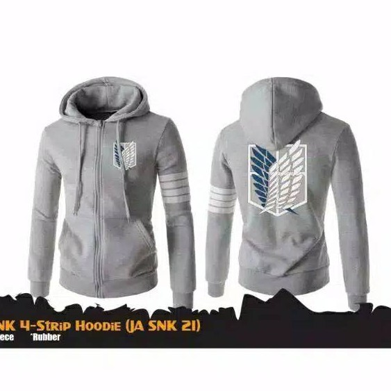 Jaket Sweater Anime Attack On Titan Shingeki no Kyojin 4 Strip Hoodie Jumbo