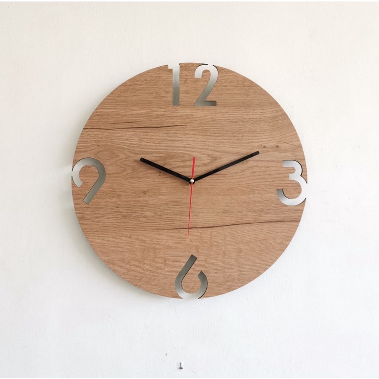 JAM DINDING KAYU BESAR 40 cm | JAM DINDING KAYU BESAR ANGKA LUBANG | JAM DINDING BESAR LASER  | GARANSI 1 THN [SWEEP MOVEMENT SERIES] - Jam Dinding Minimalis - | AESTHETIC ART MINIMALIS | HIASAN DEKORASI | - by Selembarkayoe