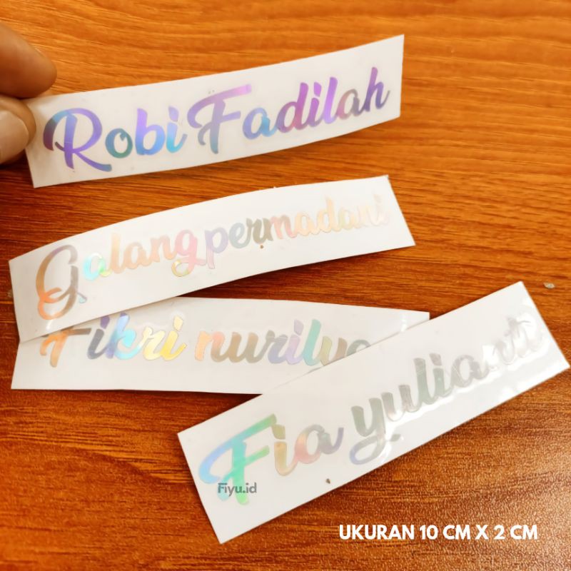 STIKER HOLOGRAM CUSTOM NAMA ATAU KATA ( UKURAN 2x10cm / HARGA 1 STIKER )