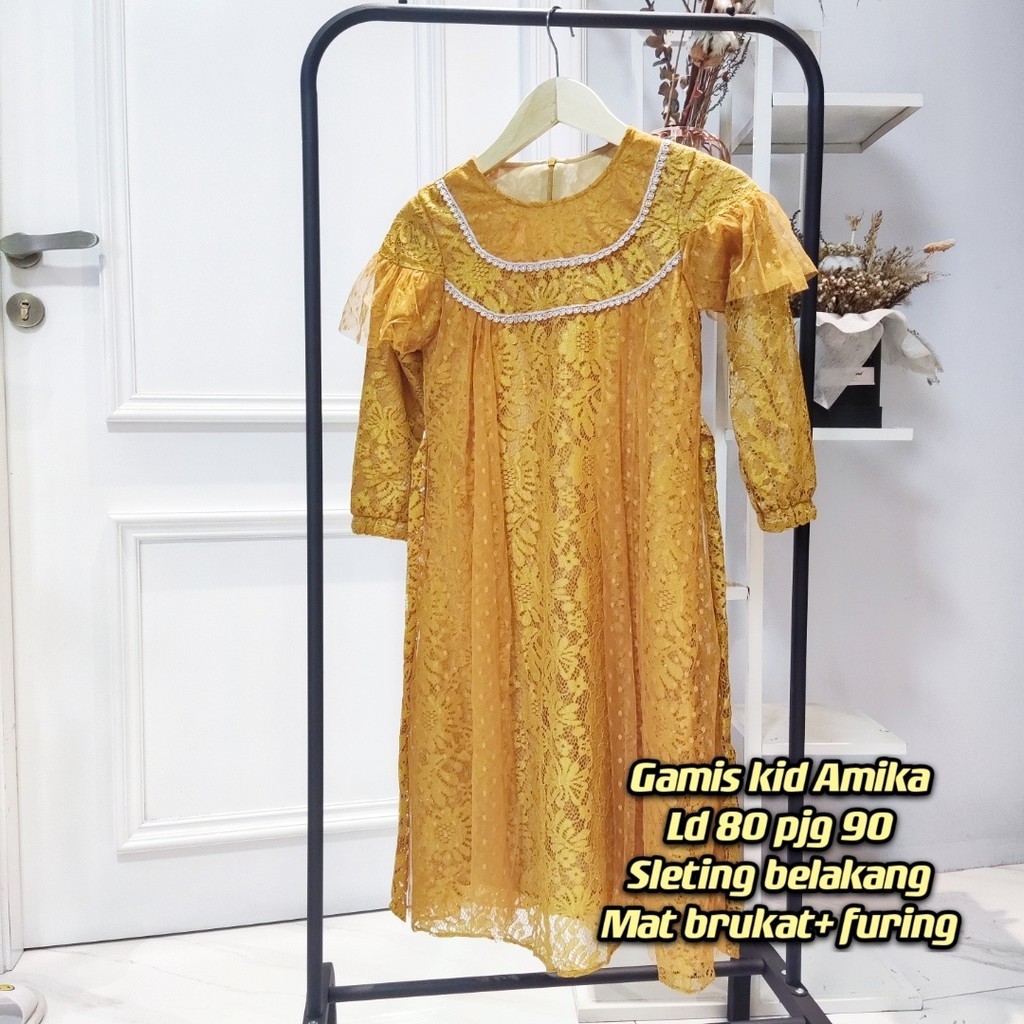 Dress KIDS Amika Matt Brukat Tulang Mix Tile Baju Dress Anak Umur 8-10 Tahun Gamis Anak Perempuan